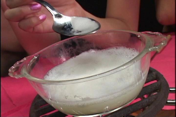 semen is eaten from a giant bowl of cum with spoons